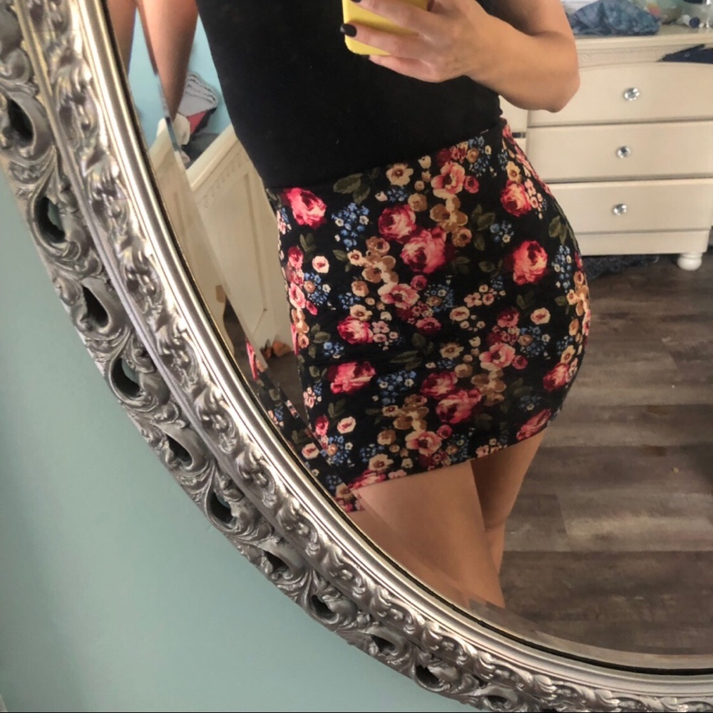 Black Floral Skirt